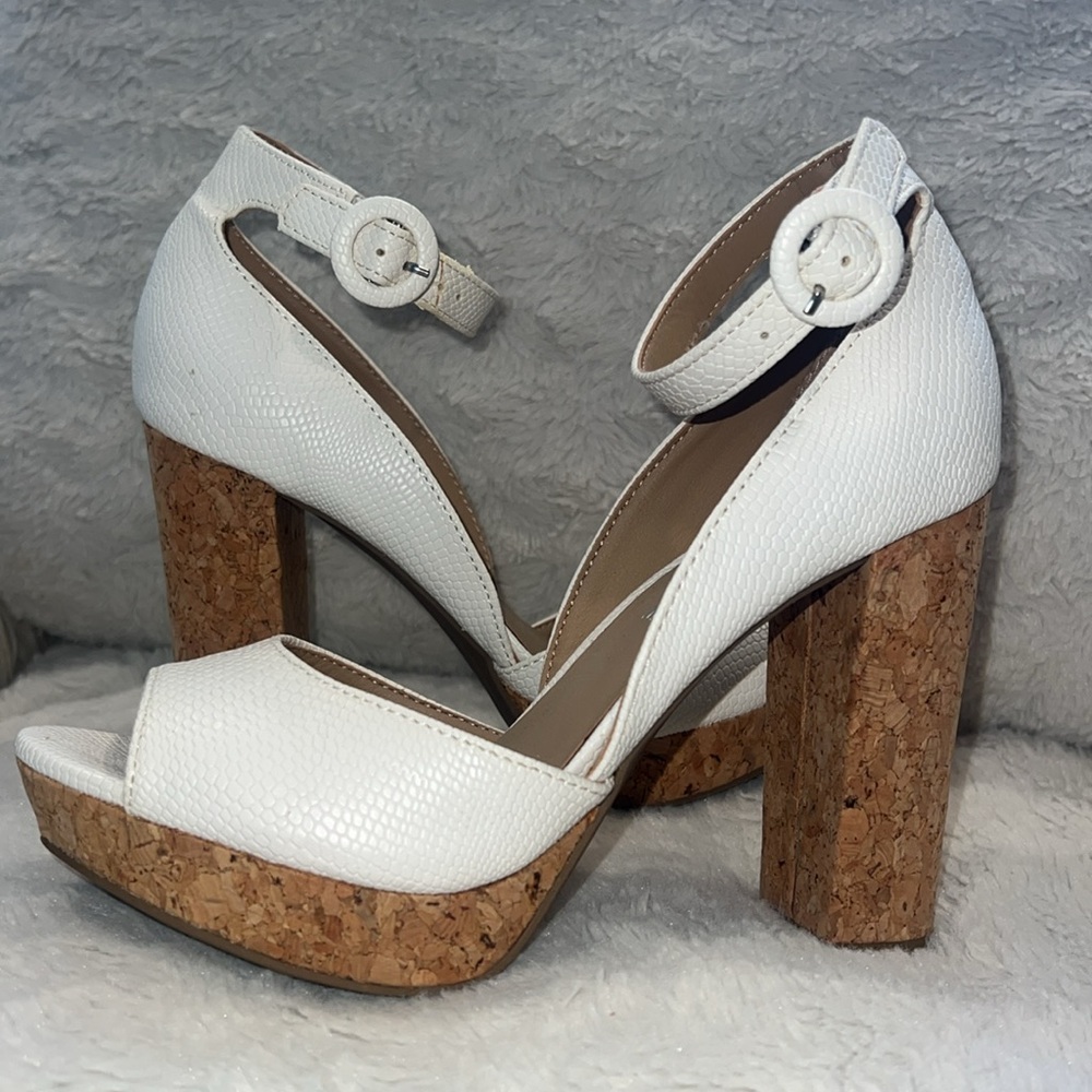 Sun + Stone Peep Toe Block Heel Platform Sandals